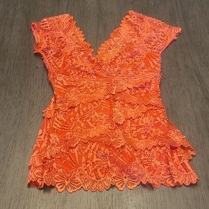 XXS Coral Le Chateau Front Beaded Top
